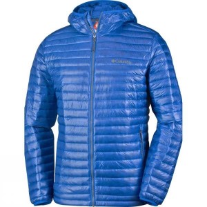 Men's Columbia Platinum Plus 740 TurboDown Hooded Insulated Jackets Blue India | EC29-146