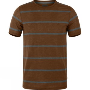 Men's Fjallraven High Coast Stripe T Shirts Brown India | VC86-440