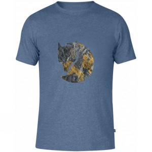 Men's Fjallraven Rock Logo T Shirts Blue India | PK80-545