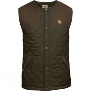 Men's Fjallraven Sörmland Padded Vest Insulated Jackets Dark Olive India | DZ13-351