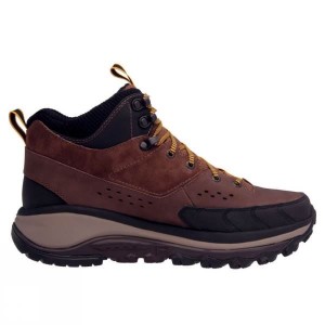 Men's Hoka One One Tor Summit Mid WP Shoe Walking Boots Brown / Gold India | XG19-723