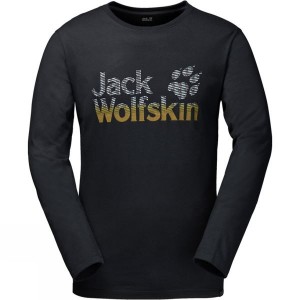 Men's Jack Wolfskin Arctic Logo Long Sleeve T Shirts Black India | SR16-332