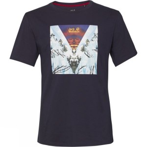 Men's Jack Wolfskin Triangle T Shirts Navy India | IZ95-996