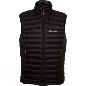 Men's Montane Featherlite Down Vest Insulated Jackets Black / Red India | UM00-346