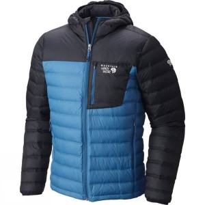 Men's Mountain Hardwear Dynotherm Hooded Down Insulated Jackets Blue / Black India | KG99-408