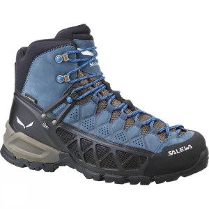 Men's Salewa Alp Flow Mid GTX Walking Boots Olive / Blue India | VN10-258