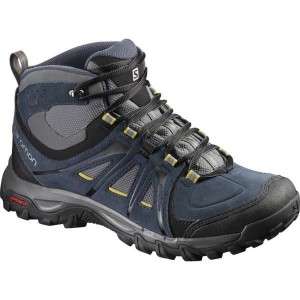 Men's Salomon Evasion Mid GTX Walking Boots Deep Blue / Grey India | ZF45-917