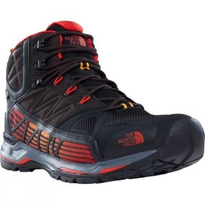 Men's The North Face Ultra GTX Surround Mid Walking Boots Black / Orange India | OQ57-000