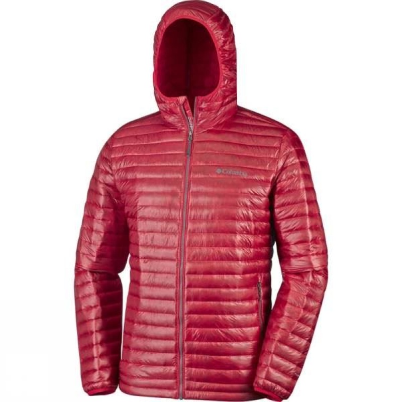 Men's Columbia Platinum Plus 740 TurboDown Hooded Insulated Jackets Red India | ZO68-347