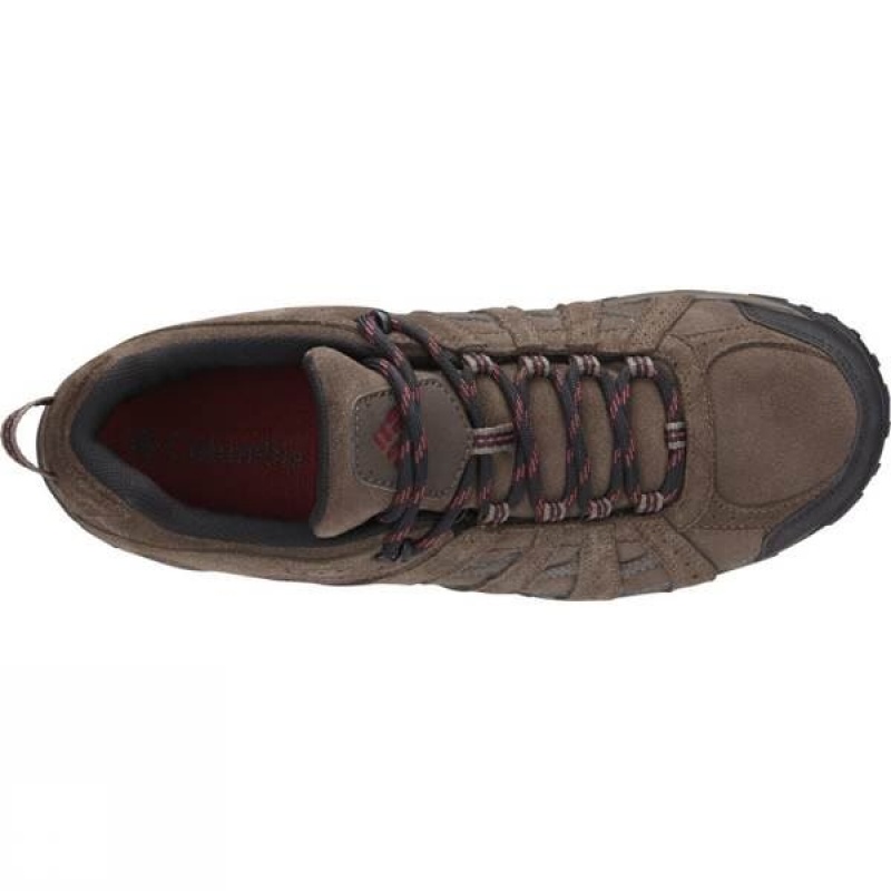 Men's Columbia Redmond Leather Omni-Tech Approach Shoes Dark Brown / Red India | CX32-094