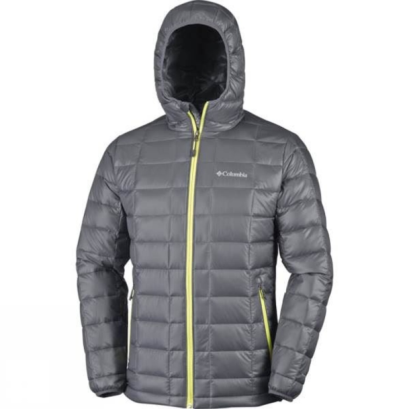 Men's Columbia Trask Mountain 650 TurboDown Hooded Insulated Jackets Grey / Yellow India | IN84-801