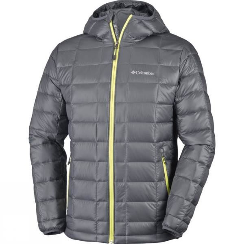 Men\'s Columbia Trask Mountain 650 TurboDown Hooded Insulated Jackets Grey / Yellow India | IN84-801