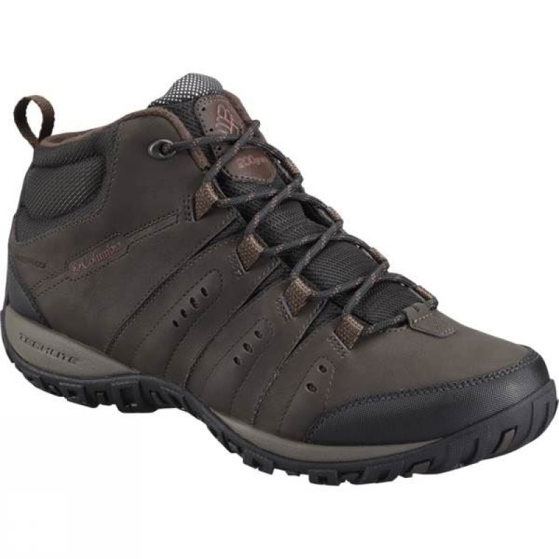 Men\'s Columbia Woodburn II Chukka Trail Shoe Walking Boots Dark Brown / Red India | NW25-102