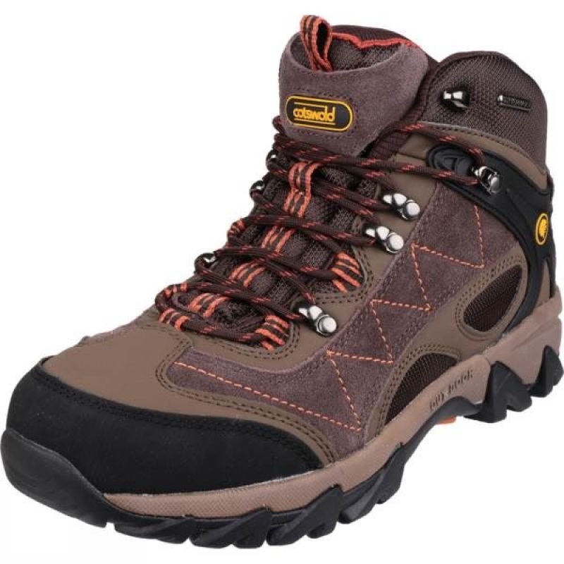 Men's Cotswold Malvern Mid Walking Boots Brown / Orange India | QB37-666