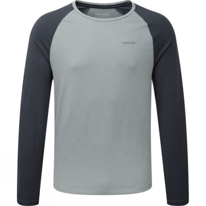 Men\'s Craghoppers Maple Long Sleeve T Shirts Grey / Dark Grey India | RD17-074