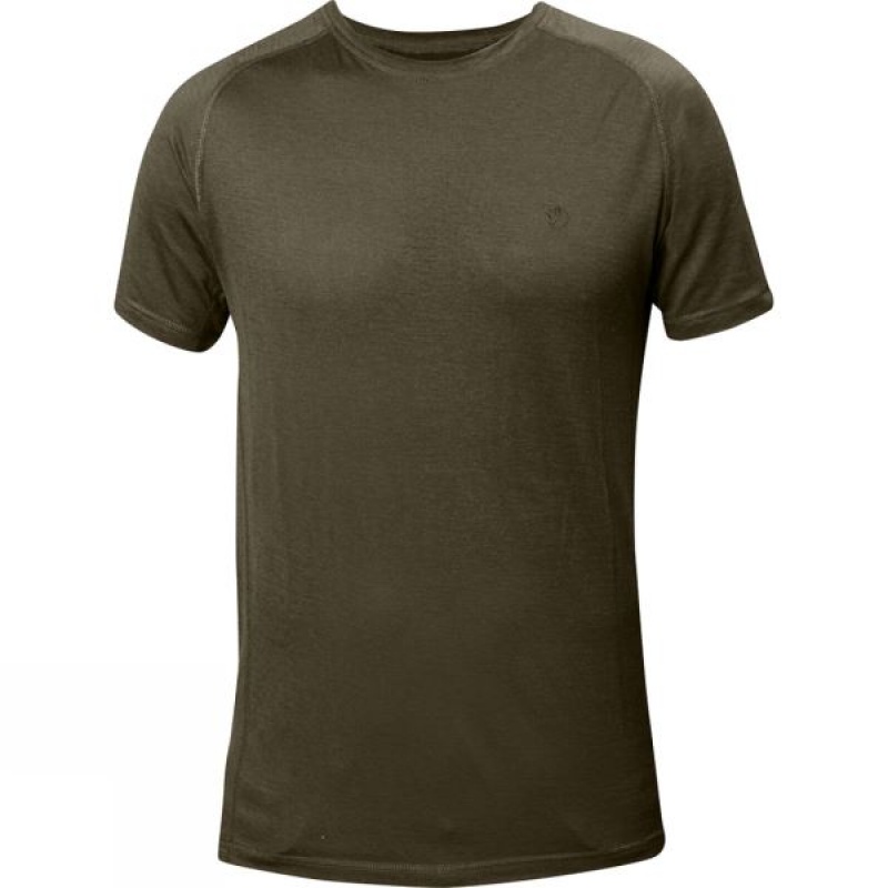 Men\'s Fjallraven Abisko Trail T Shirts Olive India | PJ90-705