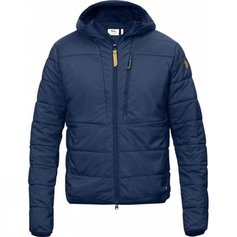 Men\'s Fjallraven Keb Padded Hoodie Insulated Jackets Blue India | EA10-281