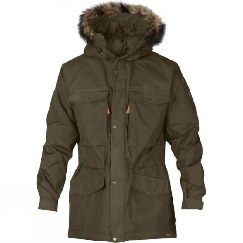 Men\'s Fjallraven Singi Winter Insulated Jackets Olive India | OB83-939