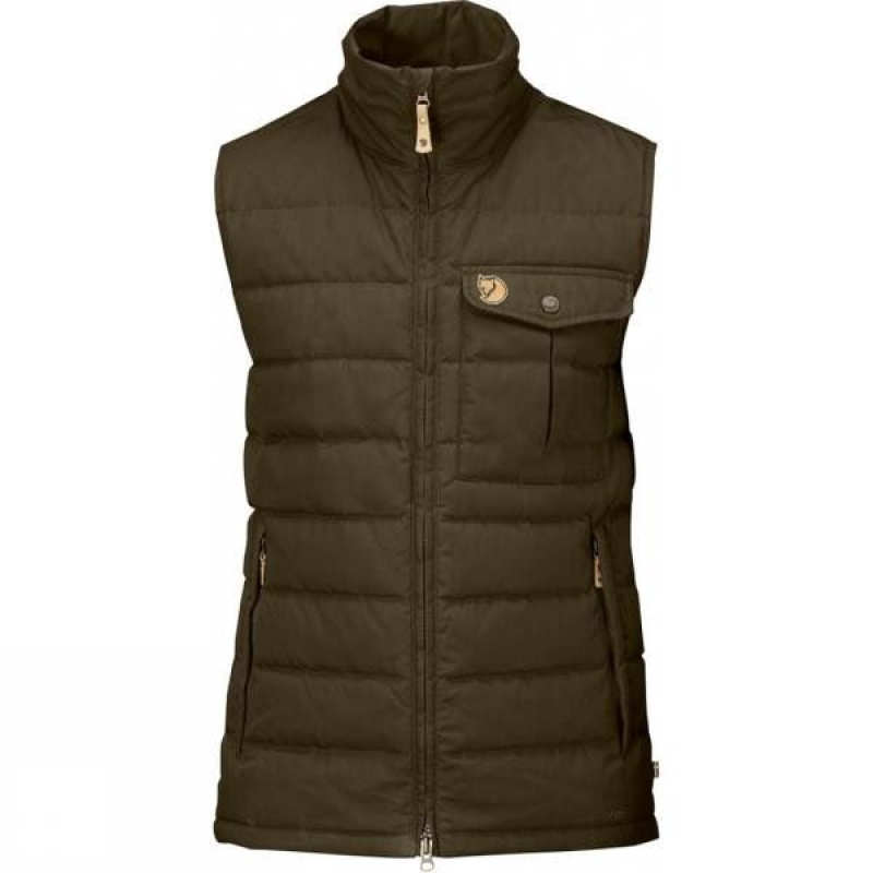 Men\'s Fjallraven Övik Lite Vest Insulated Jackets Dark Olive India | PZ60-516