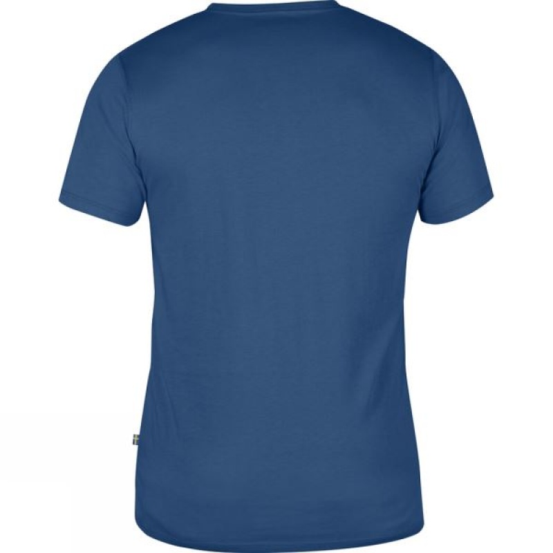 Men's Fjallraven Övik Pocket T Shirts Blue India | WA53-135