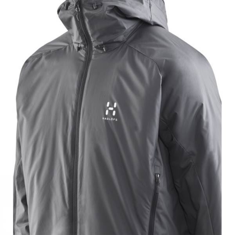 Men's Haglofs Barrier III Hood Insulated Jackets Grey / Orange India | GH42-447