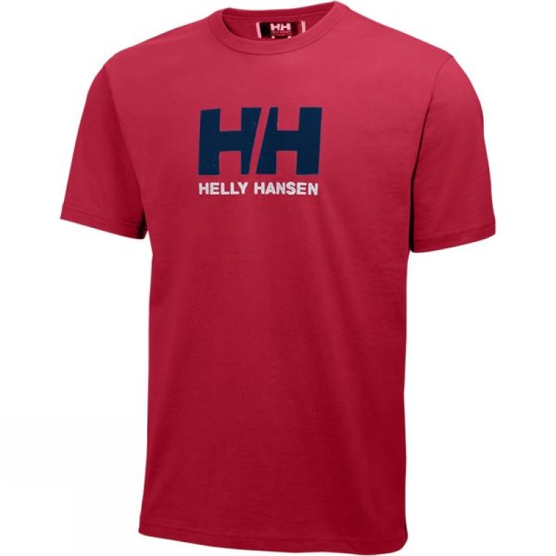 Men\'s Helly Hansen Logo T Shirts Red India | VS51-465