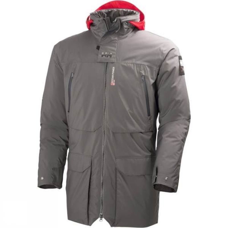 Men\'s Helly Hansen Shore Parka Insulated Jackets Dark Grey India | ZP50-201