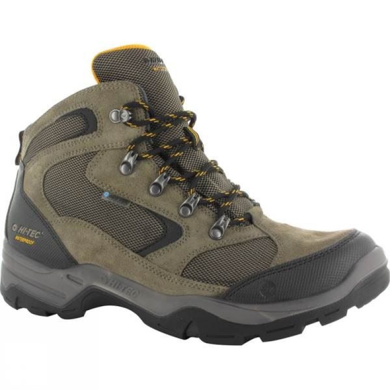 Men\'s Hi-Tec Storm WP Walking Boots Brown / Olive India | PS78-567