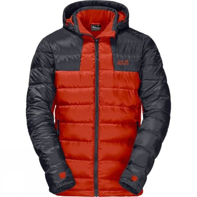 Men\'s Jack Wolfskin Greenland Insulated Jackets Black / Red India | EH70-781