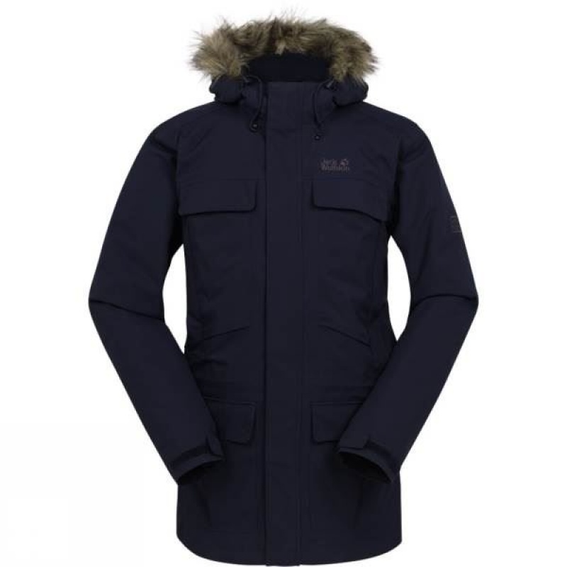 Men\'s Jack Wolfskin Halifax Parka Insulated Jackets Navy India | RO98-083