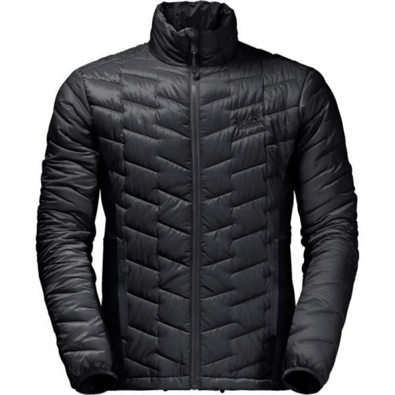 Men\'s Jack Wolfskin Icy Water Insulated Jackets Black India | QJ78-123