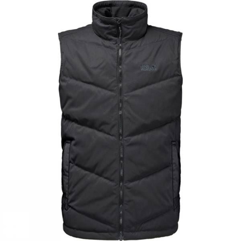 Men\'s Jack Wolfskin Lakota Vest Insulated Jackets Black India | VL58-242