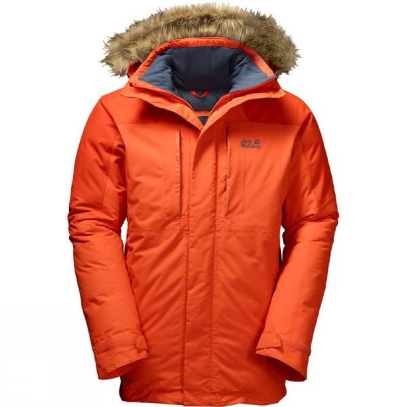 Men\'s Jack Wolfskin Newfoundland Parka Insulated Jackets Orange India | BH76-210