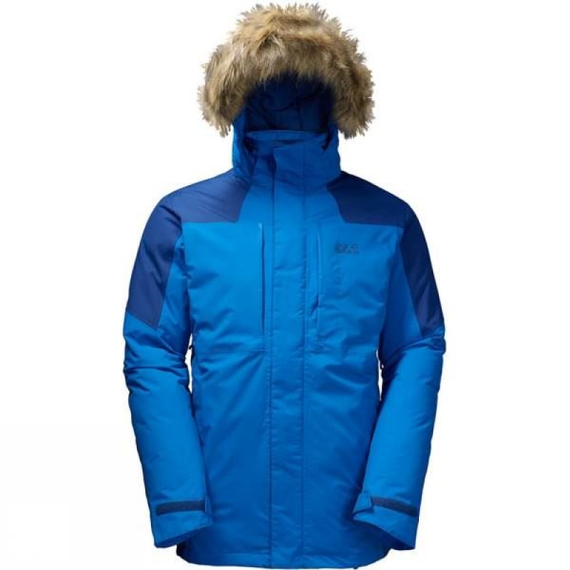 Men\'s Jack Wolfskin Newfoundland Parka Insulated Jackets Blue India | TS54-302