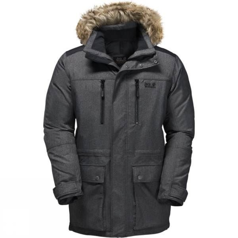 Men\'s Jack Wolfskin The Bering Polar Parka Insulated Jackets Black India | FH27-673