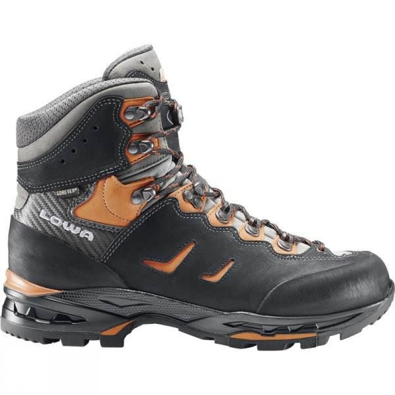 Men\'s Lowa Camino GTX Walking Boots Black / Orange India | TD14-441