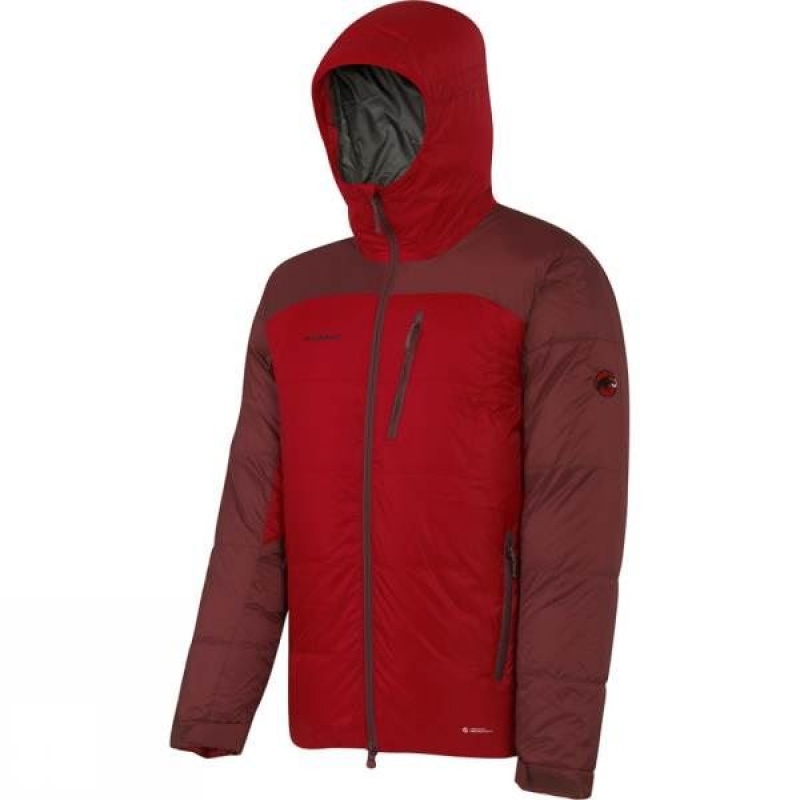 Men\'s Mammut Ambler Hooded Insulated Jackets Red India | LN63-670