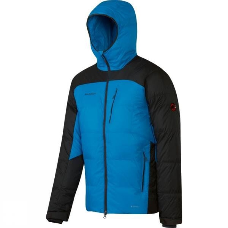 Men\'s Mammut Ambler Hooded Insulated Jackets Dark Blue / Black India | ME31-370