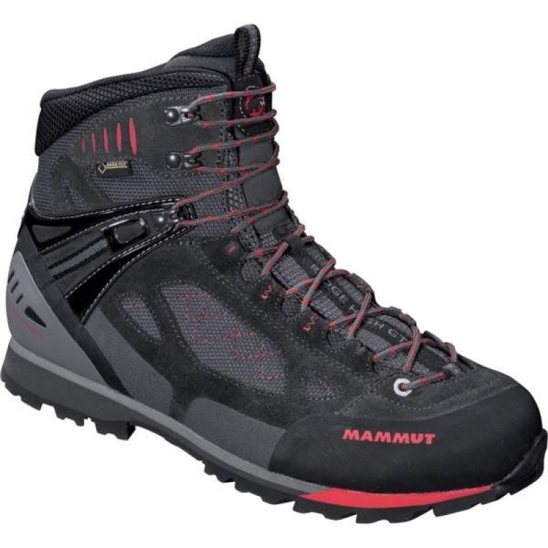 Men\'s Mammut Ridge High WL GTX Walking Boots Grey / Red India | WC86-766