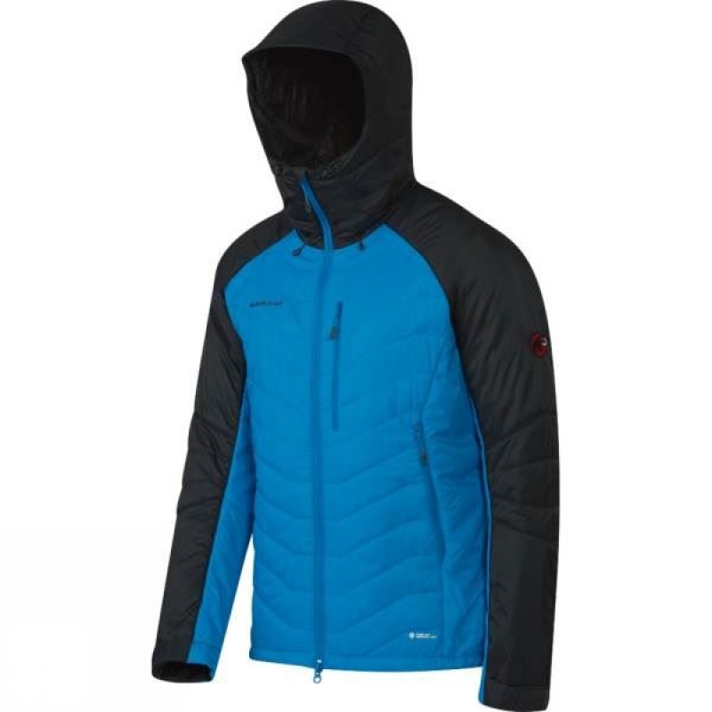 Men\'s Mammut Rime Pro IS Hooded Insulated Jackets Black / Blue India | EF85-309