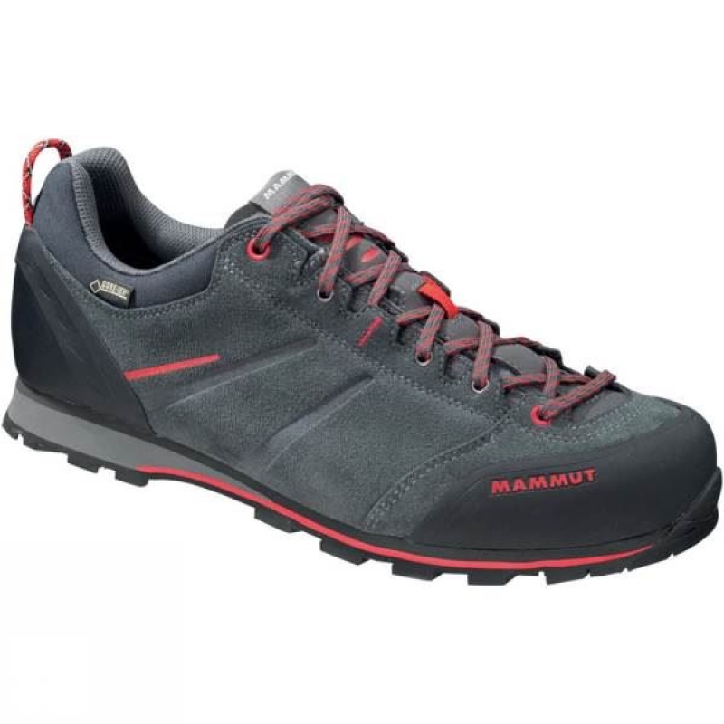 Men\'s Mammut Wall Guide Low GTX Approach Shoes Grey / Red India | MH28-368