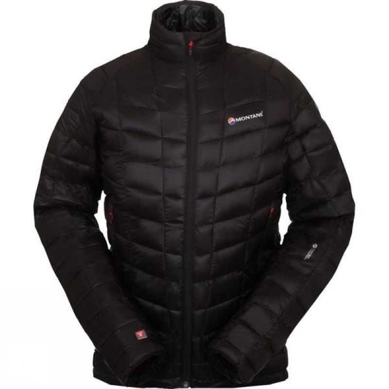 Men\'s Montane Hi-Q Luxe Micro Insulated Jackets Black / Red India | QX57-164