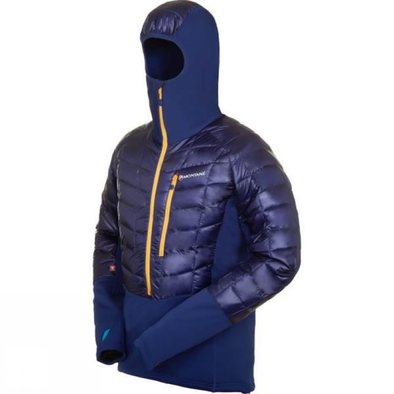 Men's Montane Hi-Q Luxe Pro Pull-On Insulated Jackets Blue / Gold India | FN18-151