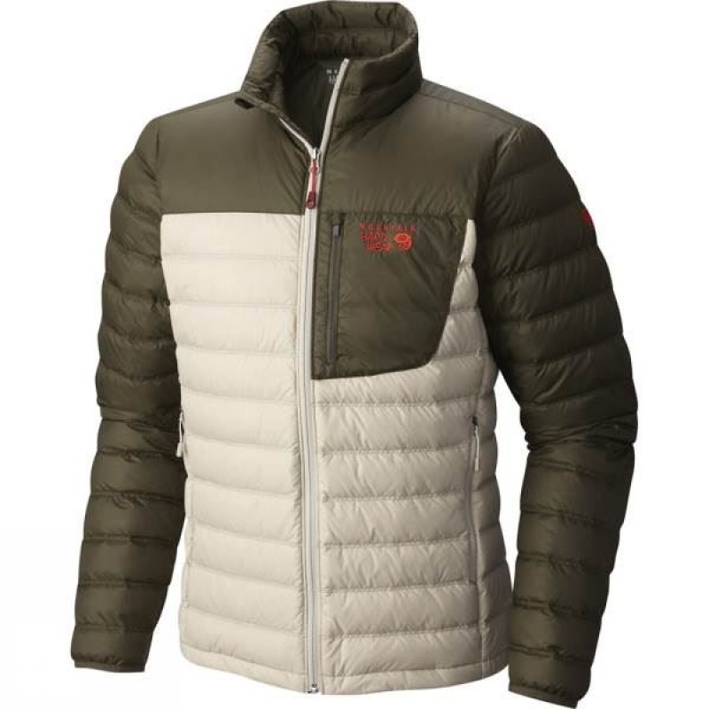 Men\'s Mountain Hardwear Dynotherm Down Insulated Jackets Olive / Beige India | HW86-987