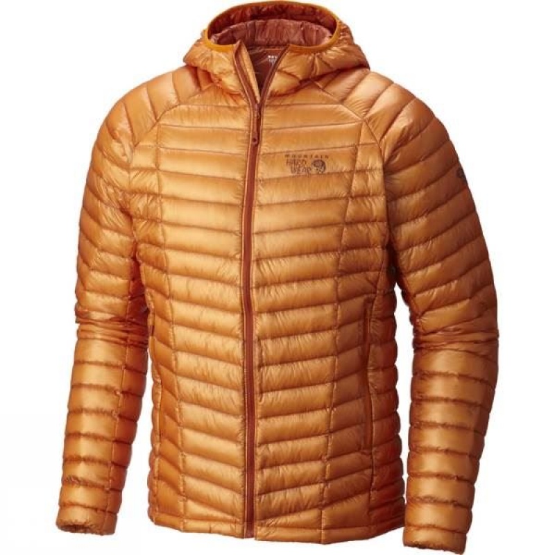 Men\'s Mountain Hardwear Ghost Whisperer Hooded Down Insulated Jackets Orange India | YN77-141