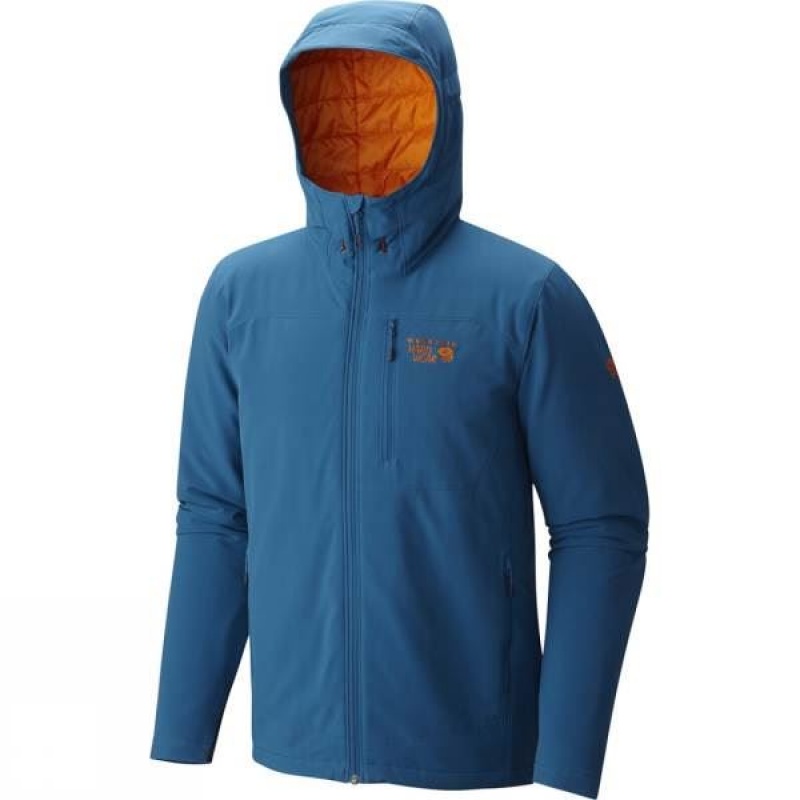 Men's Mountain Hardwear Super Conductor Hooded Insulated Jackets Blue India | DM89-474