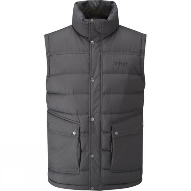 Men\'s Rab Sanctuary Vest Insulated Jackets Dark Grey India | JU71-061