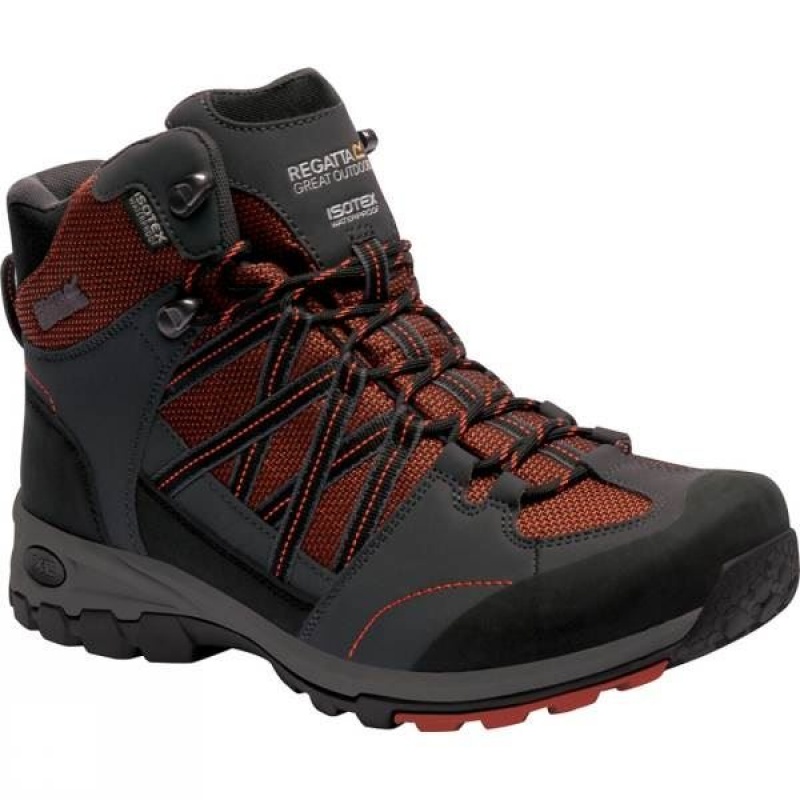 Men\'s Regatta Samaris Mid Walking Boots Dark Grey / Red India | EE98-059