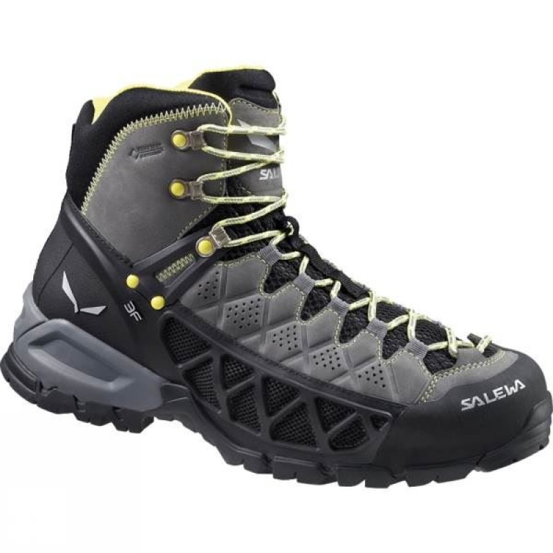 Men's Salewa Alp Flow Mid GTX Walking Boots Olive / Blue India | VN10-258