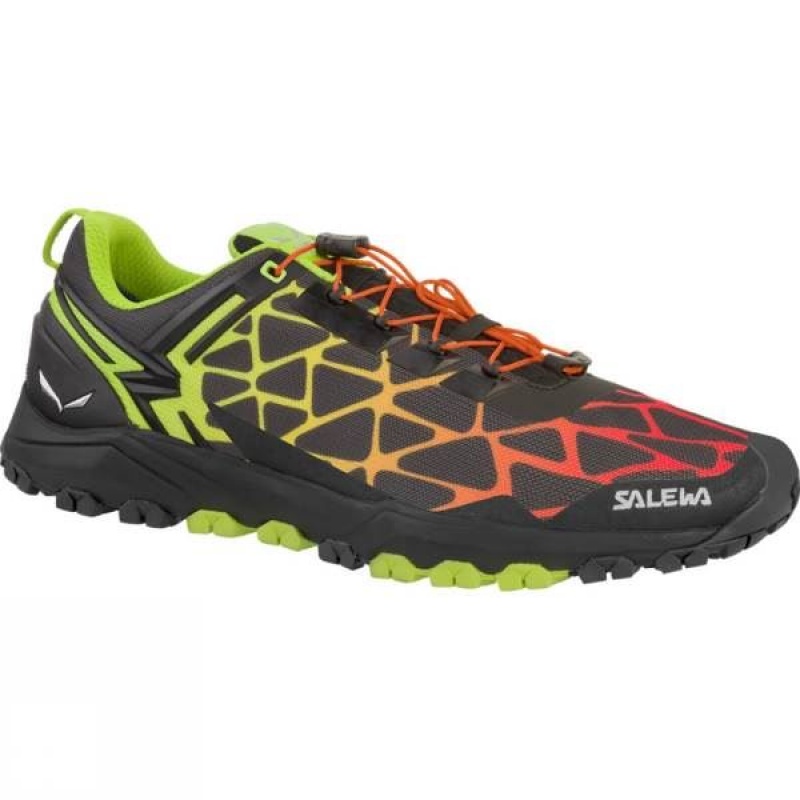 Men\'s Salewa Multi Track Approach Shoes Black / Green India | NZ26-554